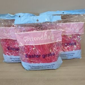 Decorative Easter Grass Plastic Basket Filler 1.5 Oz. Set Of 3 Pink